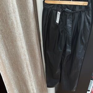 Black Faux Leather Pants with Belt ONLY brand